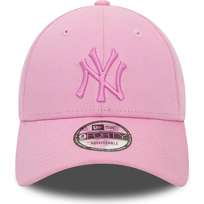 mutzen-gebogen-rosa-verstellbares-band-9forty-league-essential-der-new-york-yankees-mlb-von-new-era