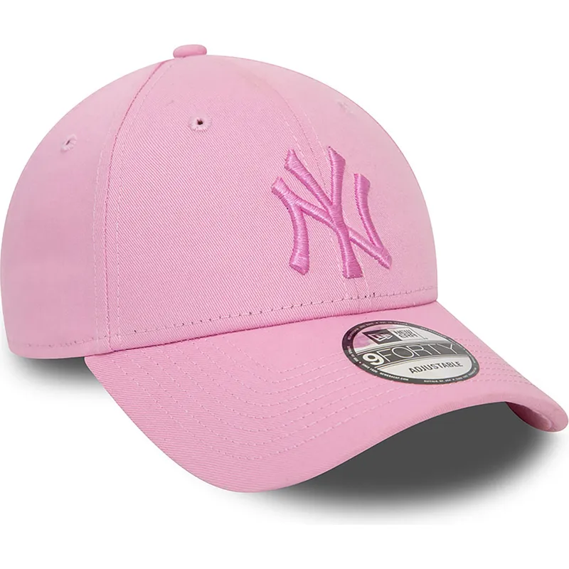 mutzen-gebogen-rosa-verstellbares-band-9forty-league-essential-der-new-york-yankees-mlb-von-new-era