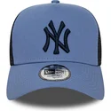 casquette-trucker-bleue-avec-logo-bleu-marine-a-frame-league-essential-new-york-yankees-mlb-new-era