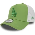 grune-und-weisse-trucker-kappe-mit-grunem-logo-a-frame-league-essential-der-los-angeles-dodgers-mlb-von-new-era