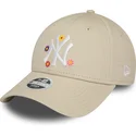 casquette-courbee-beige-ajustable-pour-femme-9forty-flower-new-york-yankees-mlb-new-era