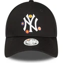 mutzen-gebogen-schwarz-verstellbares-band-9forty-flower-der-new-york-yankees-mlb-von-new-era