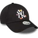 mutzen-gebogen-schwarz-verstellbares-band-9forty-flower-der-new-york-yankees-mlb-von-new-era