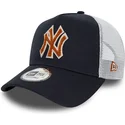 mutzen-gebogen-marineblau-snapback-marron-a-frame-boucle-der-new-york-yankees-mlb-von-new-era