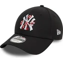 new-era-new-york-yankees-mlb-9forty-flower-icon-verstellbare-schwarze-kappe-mit-gebogenem-schirm
