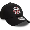 new-era-new-york-yankees-mlb-9forty-verstellbare-schwarze-kappe-mit-gebogenem-schirm-flower-icon