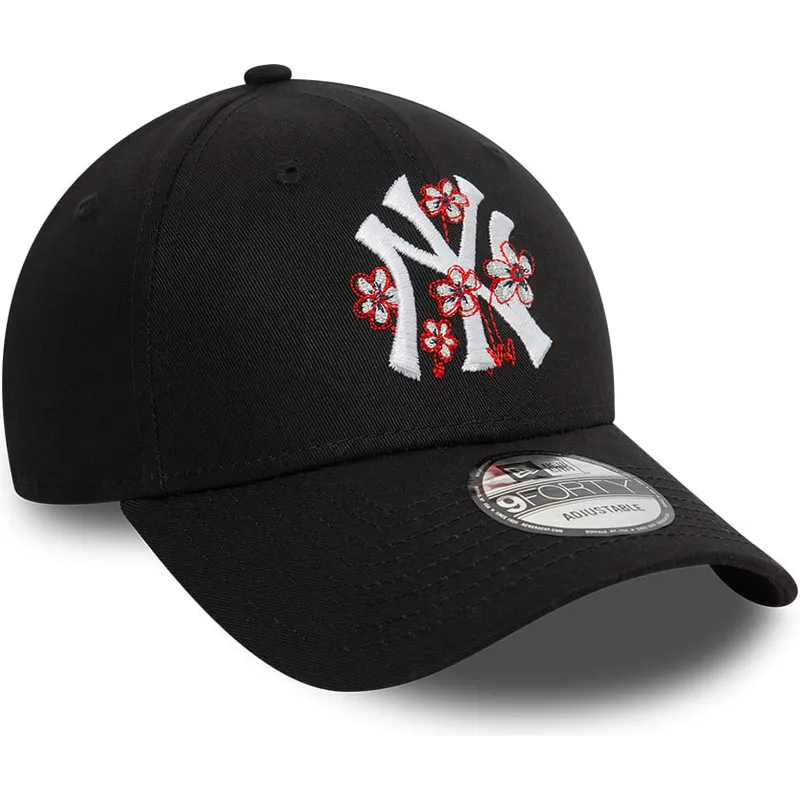 mutzen-gebogen-schwarz-verstellbares-band-9forty-flower-icon-der-new-york-yankees-mlb-von-new-era