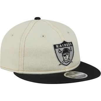 Oakland Raiders NFL New Era 9FIFTY Retro Crown Denim justerbar beige och svart platt keps