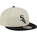 berretto-piatto-beige-e-nero-9fifty-retro-crown-denim-dei-chicago-white-sox-mlb-di-new-era