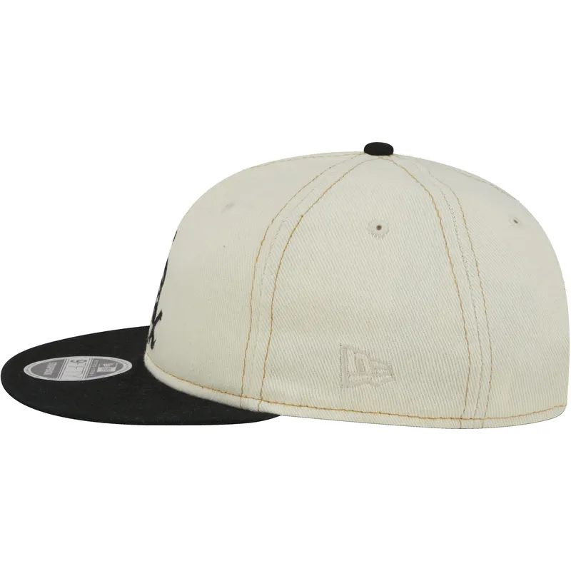 beige-und-schwarze-flache-kappe-9fifty-retro-crown-denim-der-chicago-white-sox-mlb-von-new-era