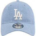verstellbare-blaue-kappe-9twenty-washed-denim-der-los-angeles-dodgers-mlb-von-new-era