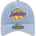 mutzen-gebogen-blau-verstellbares-band-9twenty-washed-denim-der-los-angeles-lakers-nba-von-new-era