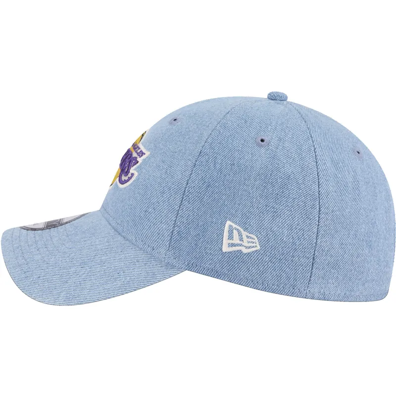 mutzen-gebogen-blau-verstellbares-band-9twenty-washed-denim-der-los-angeles-lakers-nba-von-new-era
