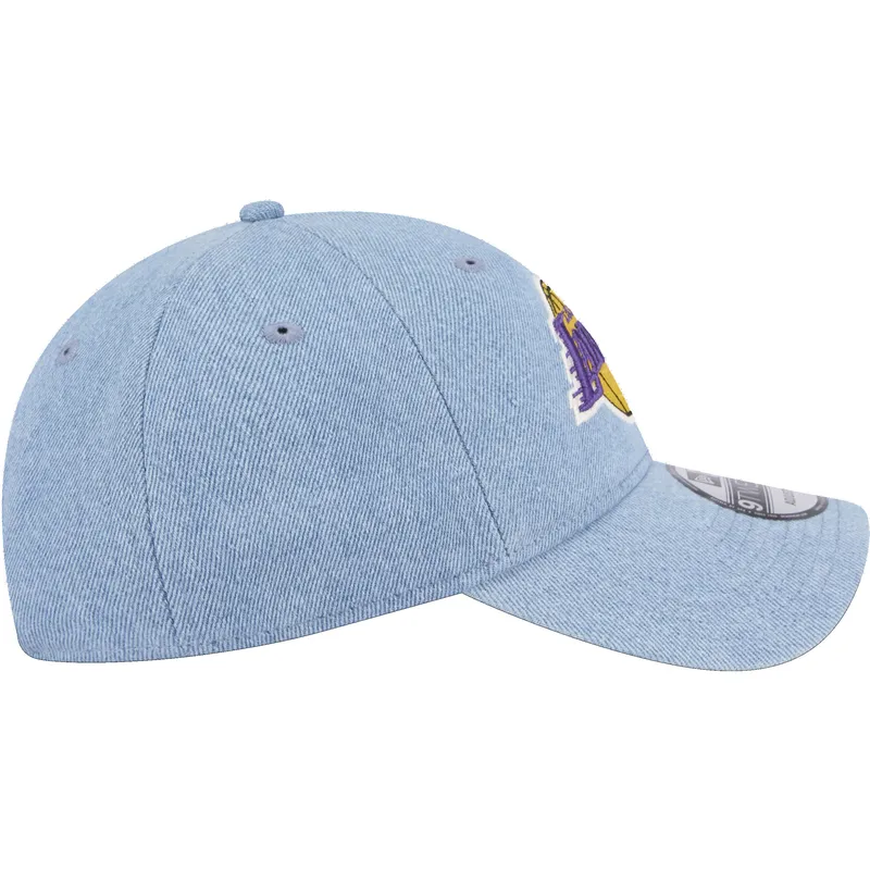 mutzen-gebogen-blau-verstellbares-band-9twenty-washed-denim-der-los-angeles-lakers-nba-von-new-era