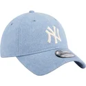 mutzen-gebogen-blau-verstellbares-band-9twenty-washed-denim-der-new-york-yankees-mlb-von-new-era