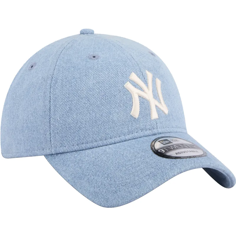 mutzen-gebogen-blau-verstellbares-band-9twenty-washed-denim-der-new-york-yankees-mlb-von-new-era