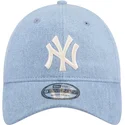 mutzen-gebogen-blau-verstellbares-band-9twenty-washed-denim-der-new-york-yankees-mlb-von-new-era