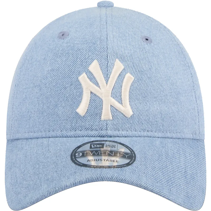 mutzen-gebogen-blau-verstellbares-band-9twenty-washed-denim-der-new-york-yankees-mlb-von-new-era
