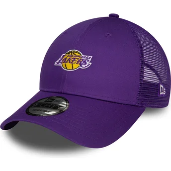 Cappellino con visiera curva viola regolabile 9FORTY Home Field dei Los Angeles Lakers NBA di New Era