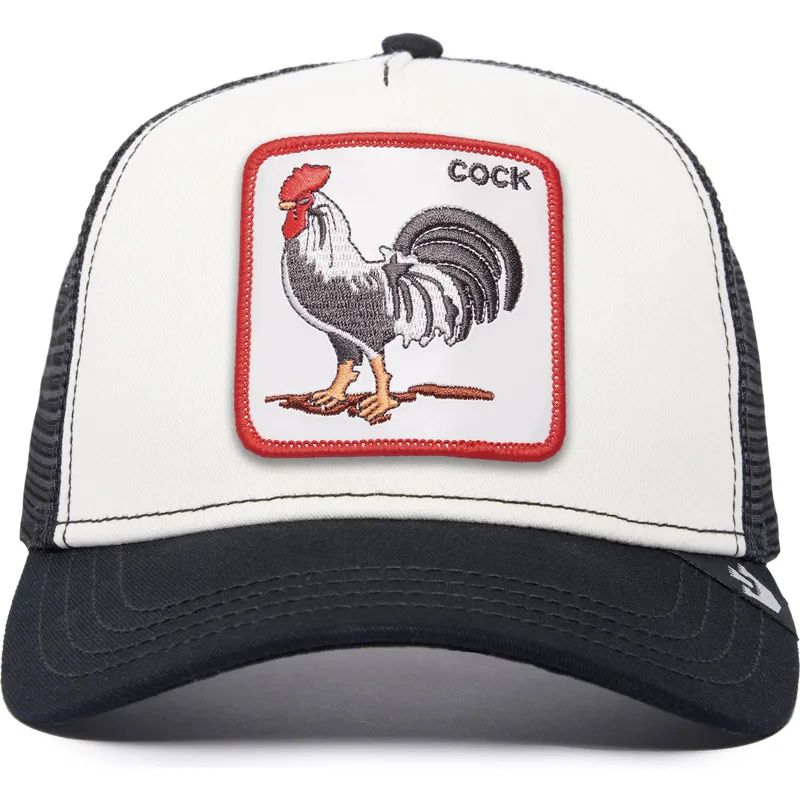 gorra-trucker-blanca-y-negra-gallo-the-cock-the-farm-de-goorin-bros