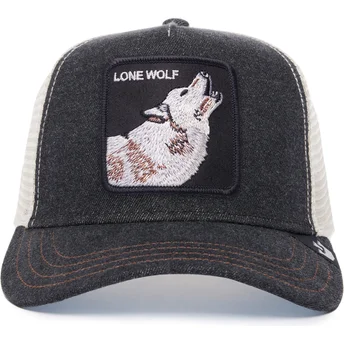 Schwarz-weiße Trucker-Kappe Wolf The Lone Wolf The Farm von Goorin Bros.