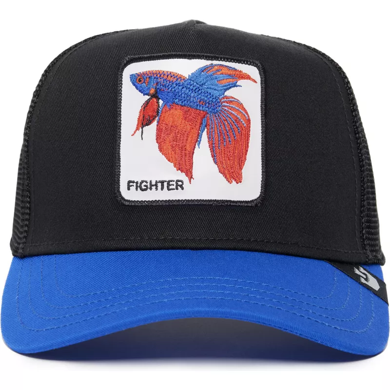 casquette-trucker-noire-et-bleue-poisson-combattant-siamois-fighter-the-farm-premium-goorin-bros