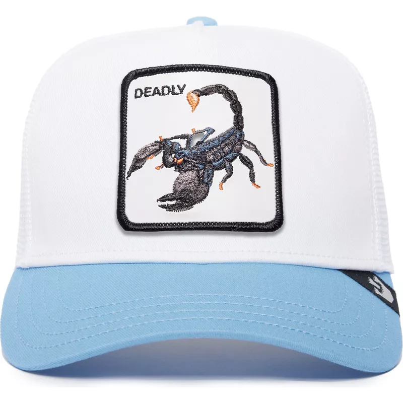 goorin-bros-scorpion-deadly-the-farm-premium-white-and-blue-trucker-hat