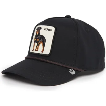 Gorra curva nera snapback cane rottweiler Alpha Dog 100 The Farm All Over Canvas di Goorin Bros.