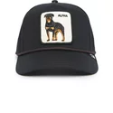 casquette-courbee-noire-snapback-chien-rottweiler-alpha-dog-100-the-farm-all-over-canvas-goorin-bros