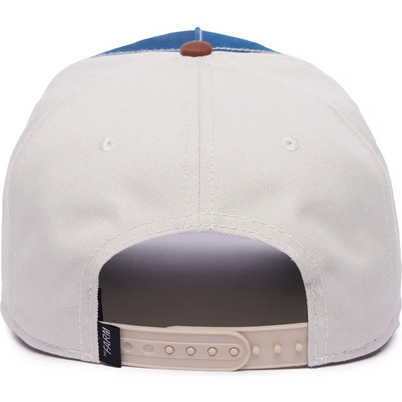 goorin-bros-tough-bully-100-the-farm-all-over-canvas-snapback-kappe-mit-gebogenem-schirm-in-blau-weiss-und-braun-bulldogge-motiv