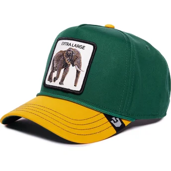 Gorra curva verde y amarilla snapback elefante Extra Large 100 The Farm All Over Canvas de Goorin Bros.