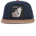 cappello-piatto-blu-navy-e-marrone-snapback-lupo-lone-wolf-one-pack-the-farm-flats-di-goorin-bros