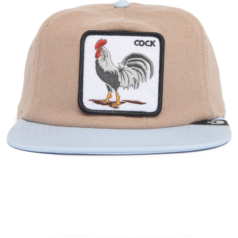 plaska-czapka-brazowo-niebieska-snapback-kogut-cock-free-range-the-farm-flats-goorin-bros