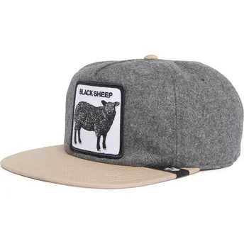 Płaska czapka szara i brązowa snapback owca Black Sheep...