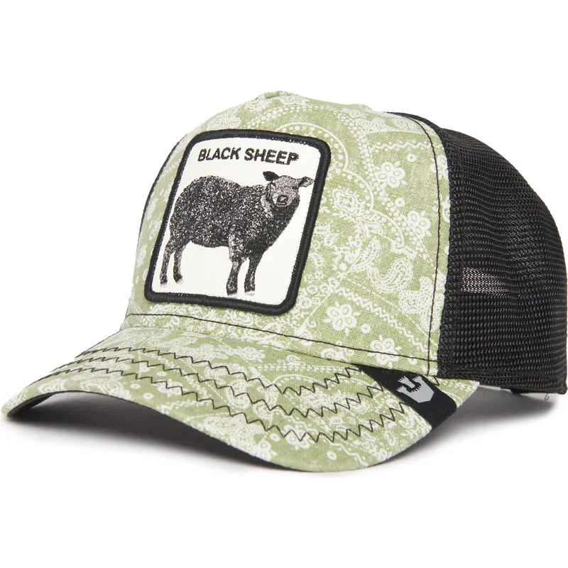 trucker-cap-grun-und-schwarz-schaf-black-sheep-parade-the-farm-paisley-von-goorin-bros