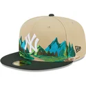 casquette-plate-marron-et-verte-ajustee-59fifty-team-landscape-new-york-yankees-mlb-new-era
