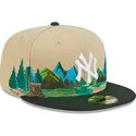 casquette-plate-marron-et-verte-ajustee-59fifty-team-landscape-new-york-yankees-mlb-new-era