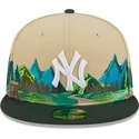 casquette-plate-marron-et-verte-ajustee-59fifty-team-landscape-new-york-yankees-mlb-new-era