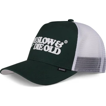 Cappello trucker verde e bianco Live Slow & Die Old HFT LSDO di Djinns