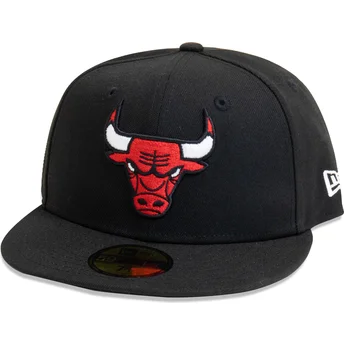 Cappello piatto nero regolabile 59FIFTY Essential dei Chicago Bulls NBA di New Era