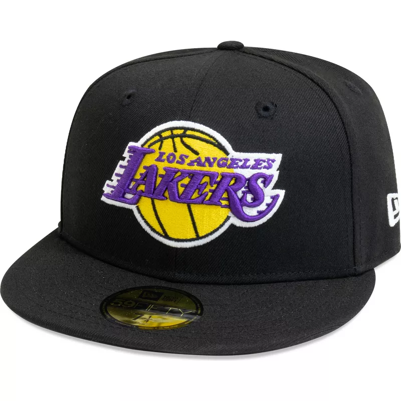 casquette-plate-noire-ajustee-59fifty-essential-los-angeles-lakers-nba-new-era