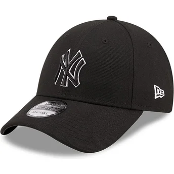 Czarna regulowana czapka z zakrzywionym daszkiem z czarnym logo 9FORTY Pop Outline New York Yankees MLB New Era