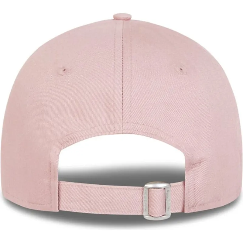 rosa-verstellbare-curved-cap-mit-rosa-logo-9forty-league-essential-der-new-york-yankees-mlb-von-new-era