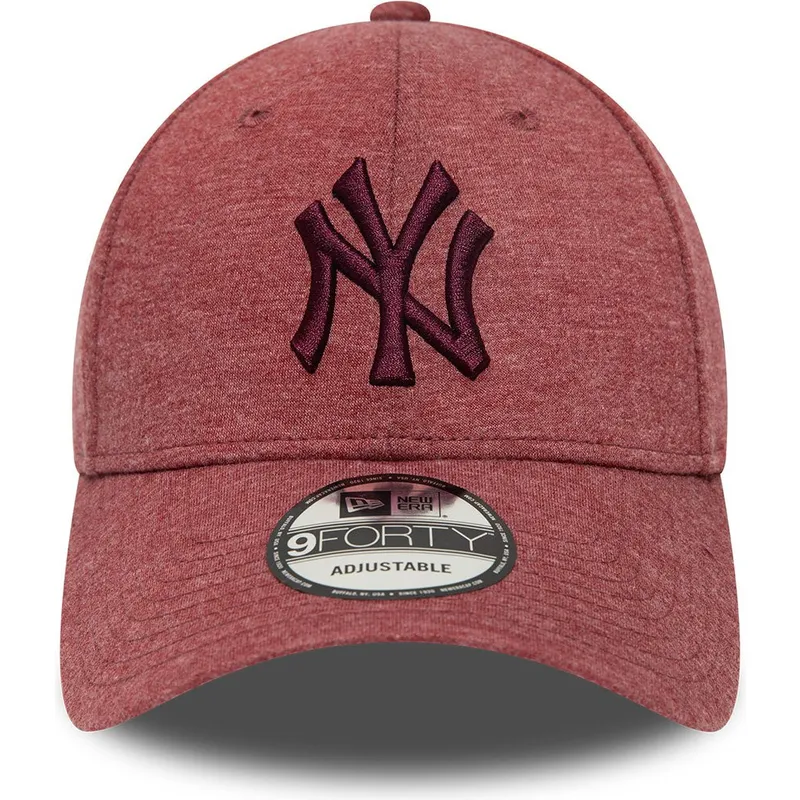 mutzen-gebogen-rot-verstellbares-band-granate-granate-9forty-jersey-essential-der-new-york-yankees-mlb-von-new-era