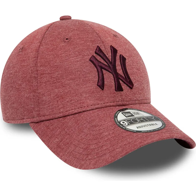 mutzen-gebogen-rot-verstellbares-band-granate-granate-9forty-jersey-essential-der-new-york-yankees-mlb-von-new-era