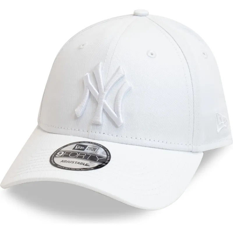 vit-justerbar-kurvad-keps-med-vit-logotyp-9forty-league-essential-fran-new-york-yankees-mlb-av-new-era