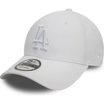 Cappellino curvo bianco regolabile con logo bianco 9FORTY League Essential dei Los Angeles Dodgers MLB di New Era
