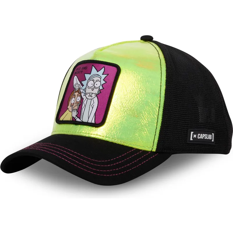 grune-und-schwarze-rick-und-morty-trucker-kappe-ope-von-capslab