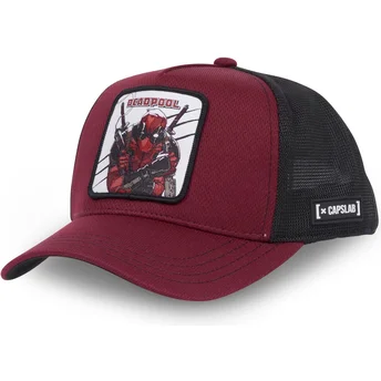 capslab-deadpool-bad1-marvel-comics-bordeaux-und-schwarze-trucker-cap
