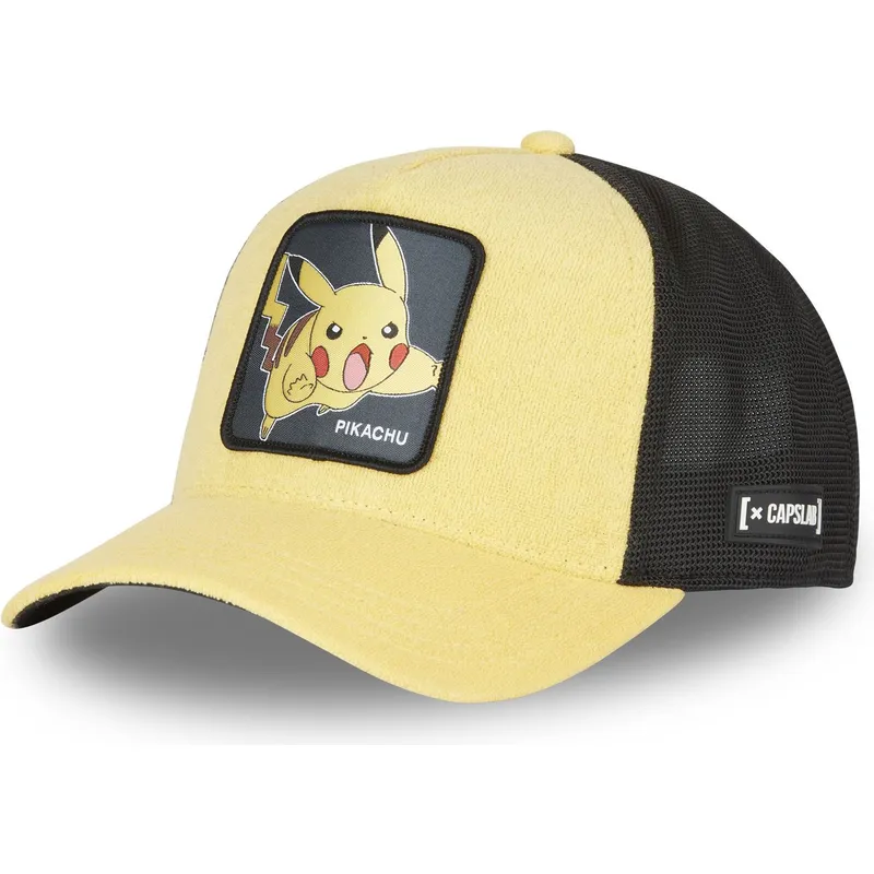 mutzen-gebogen-gelb-snapback-pikachu-pokemon-von-capslab
